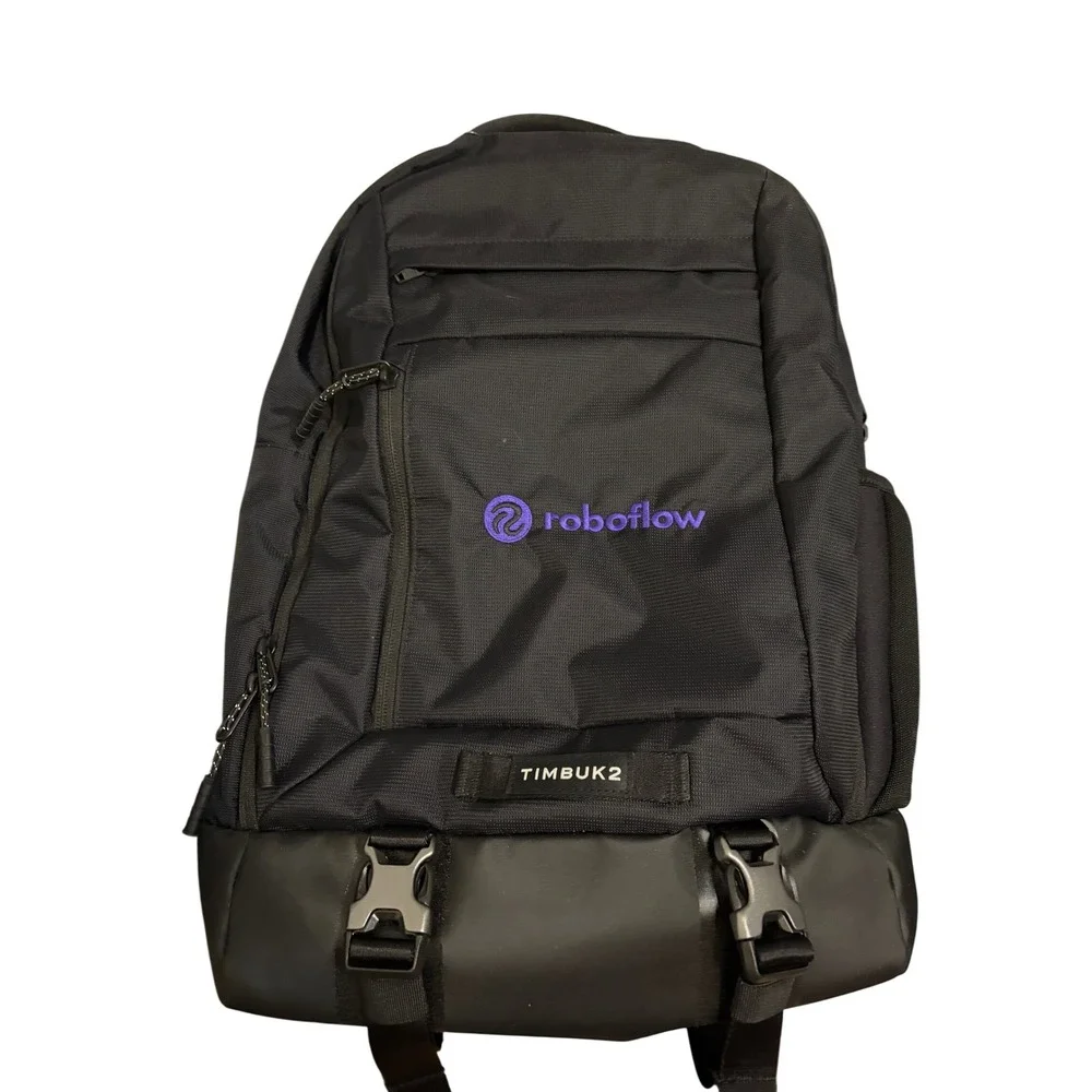 Timbuk2 Black Recycled Fabric Laptop Backpack Roboflow Logo Tech Commuter Bag